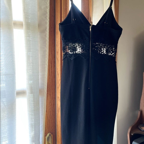 Haute Monde Sexy Black Dress. Decorative Black Lace Below Bust. Size Small. - Picture 2 of 9